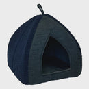 CAT BED SHERPA CUDDLY CAVE - NAVY