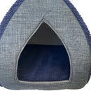 CAT BED SHERPA CUDDLY CAVE - NAVY