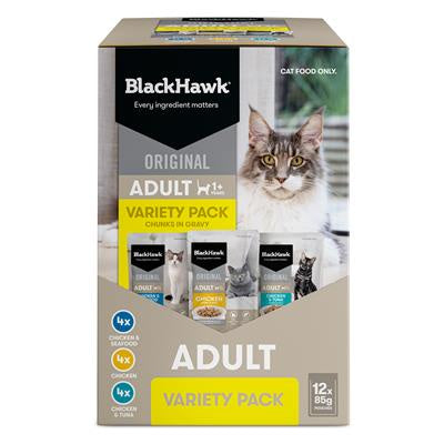 BLACK HAWK ORIGINAL CAT 12PK VARIETY IN GRAVY 85G