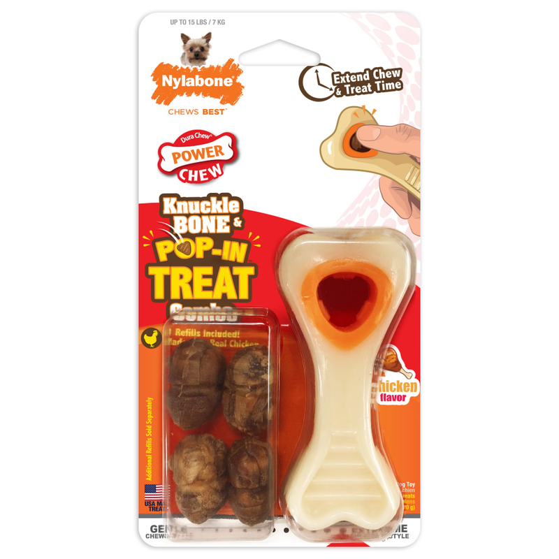 NYLABONE KNUCKLE BONE & POP-IN TREAT COMBO