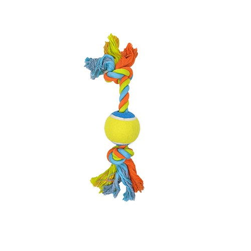 D/TOY ROPE BONE W/TENNIS BALL 31CM