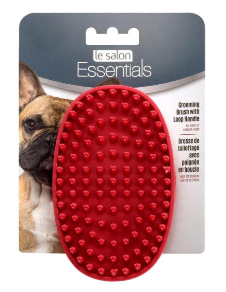 Le Salon Essentials Dog Rubber Grooming Brush With Loop Handle