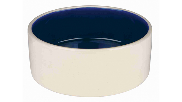 Stoneware Bowl - cream/blue