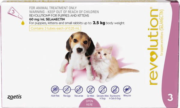 Revolution Flea Treatment For Puppies & Kittens Under 2.5kg - 3 PACK